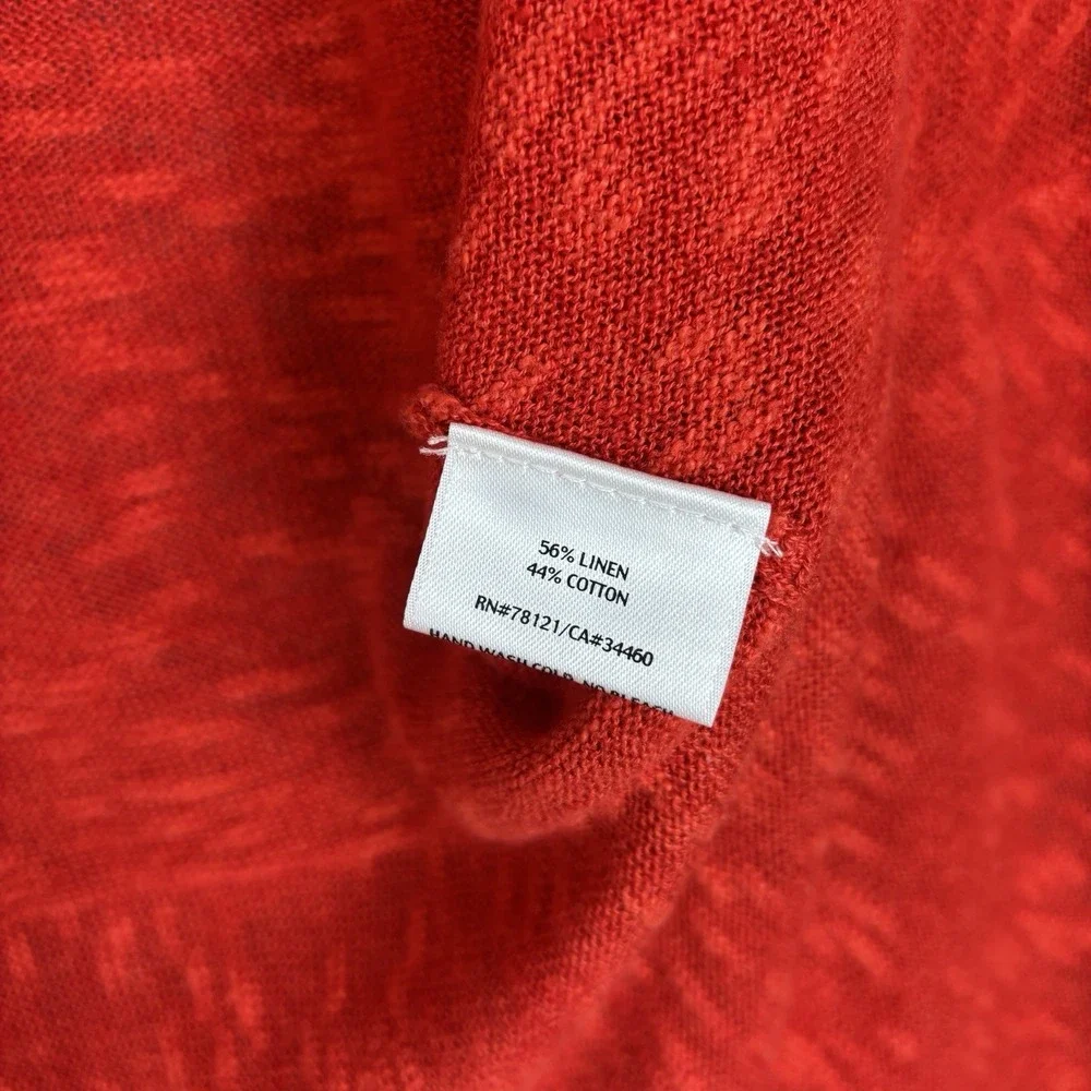 Eileen Fisher Womens Sz Petite PM Linen Blend Open Front Cardigan Sweater Orange - Picture 6 of 7